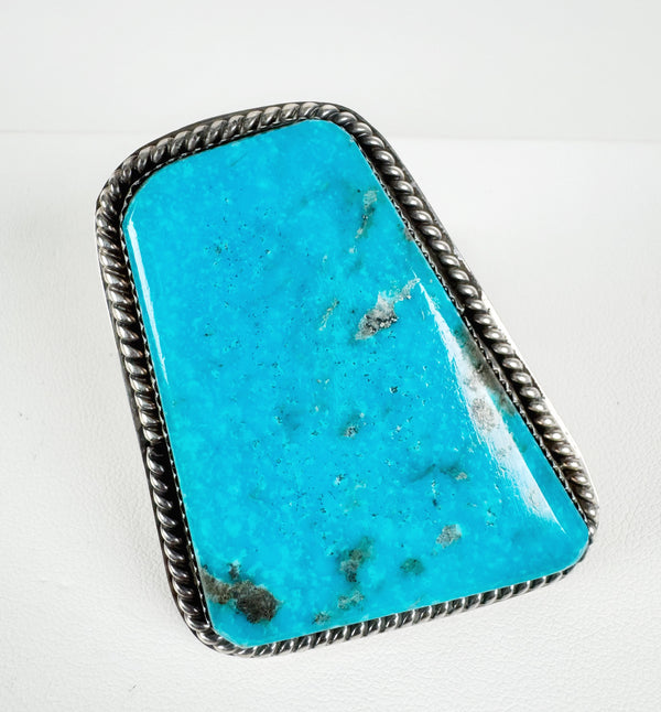 (MARKDOWN ALERT‼️) AZURE HORIZON RING - KINGMAN TURQUOISE STATEMENT NATIVE MADE RING STAMPED BY CJ BUTLER (SIZE 8) (MW6)