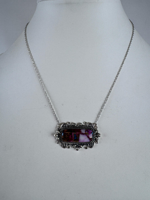 PINK DAHLIA BAR NECKLACE 15-17" (RB 75)