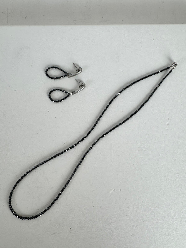 BLACK DIAMONDS 18" NECKLACE & EARRINGS (MW 327)