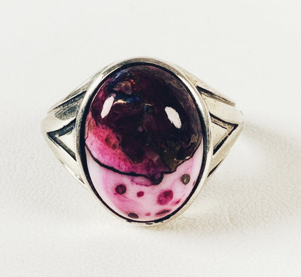 PINK DAHLIA OVAL RING SIZE 9 (LB47)