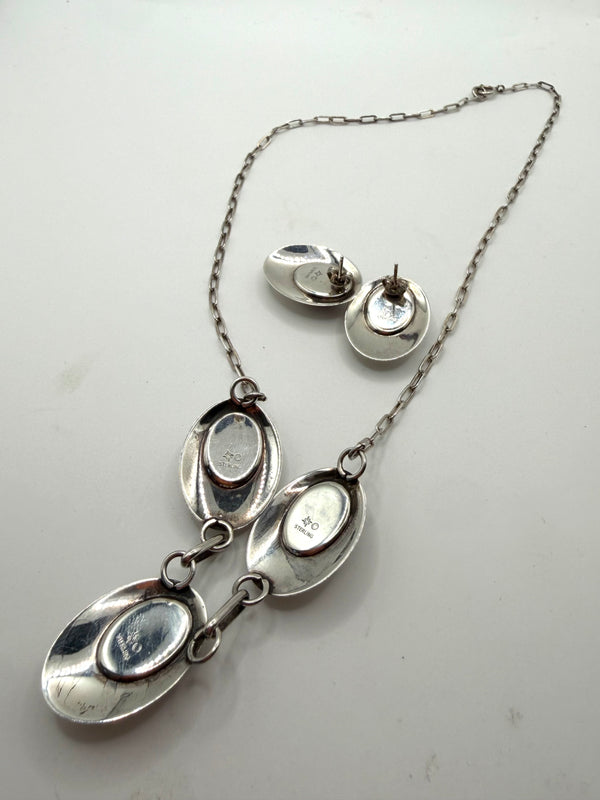 CHAROITE SS NECKLACE (18") & EARRINGS SET (LL 21)