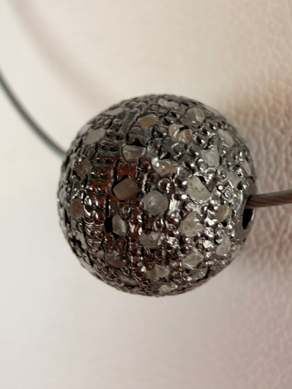 PAVE DIAMOND BALL NECKLACE 16-20" (MW 389)