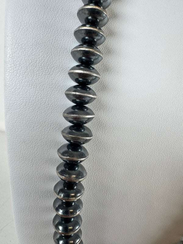 NATIVE HANDMADE 10MM SAUCER PEARLS STATEMENT NECKLACE 22-24" (LB 6)