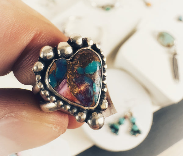 DAHLIA HEART RING BY JASON OGG SIZE 6