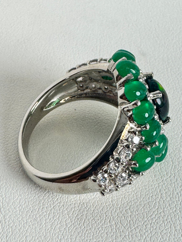GREEN JADE & OPAL HESPERA O.G. RING 9 SIZE (MW 319)