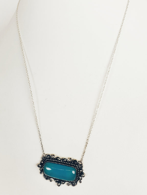 BLUE KYANITE BAR NECKLACE 16-22" (RB 73)