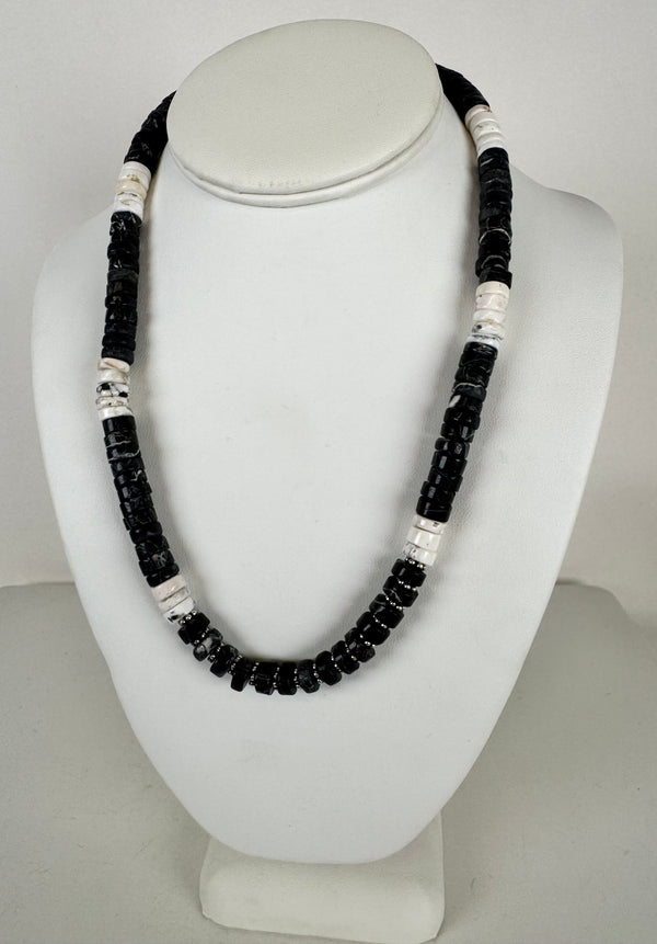 ALL WHITE BUFFALO TURQUOISE BEADED NECKLACE 20" (MW 336)