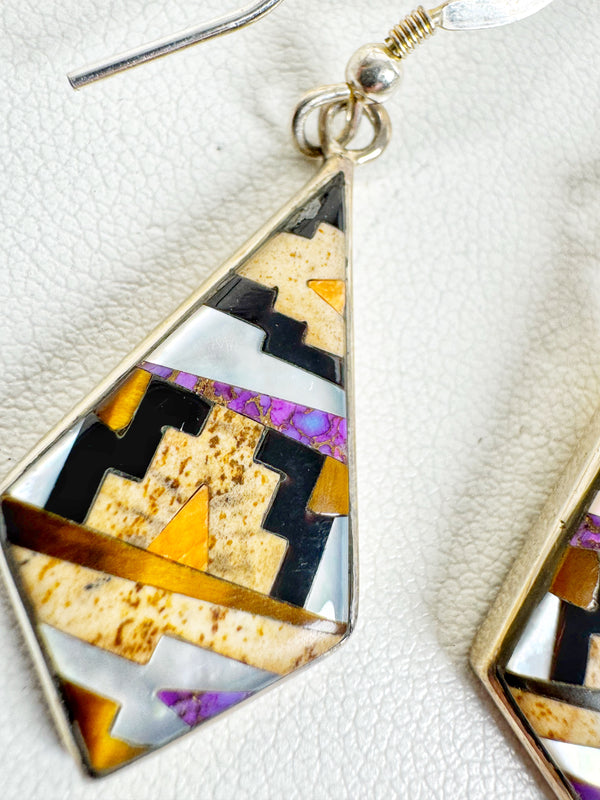 MULTISTONES INLAY EARRINGS (LB8)