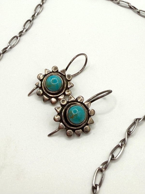 TAXCO STERLING SILVER VINTAGE NECKLACE (20") & EARRINGS SET (LL 19)