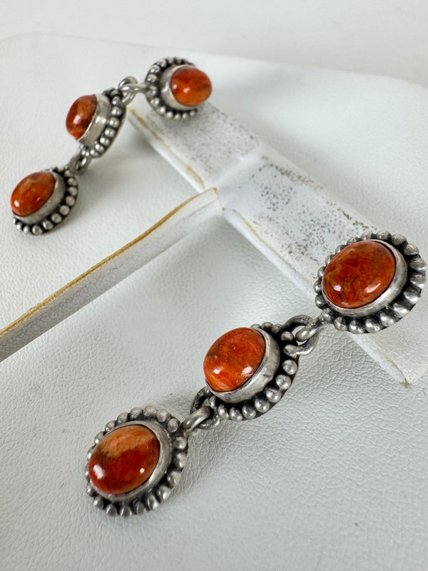 TRIPLE ORANGE MOHAVE DANGLE EARRINGS (LN 7)
