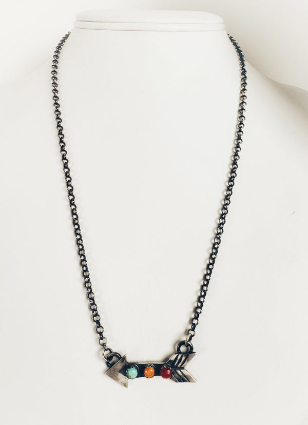 NATIVE HANDMADE MULTICOLOR ARROW NECKLACE 20" (ADJUSTABLE)