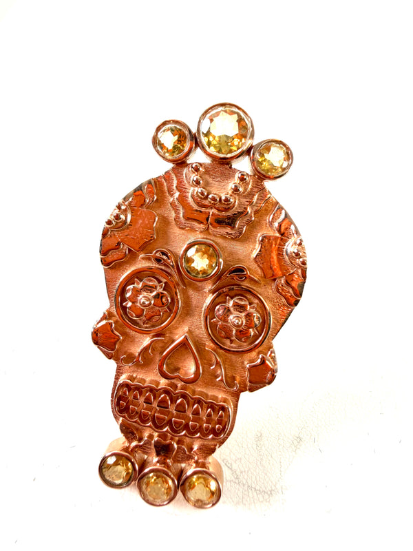 ROSE GOLD SUGAR SKILL CITRINE ADJUSTABLE RING BY HESPERA (AM 16)
