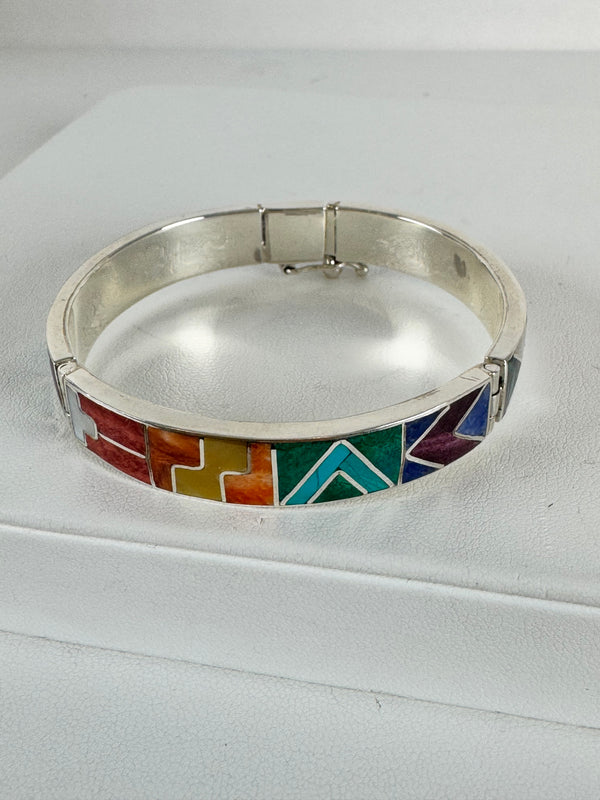 MULTISTONES INLAY BOX-CLASP BRACELET (LB 86)