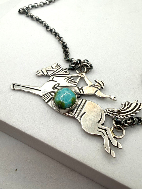 CHARLES JOHNSON NATIVE HANDMADE BRONCO ADJ NECKLACE 20" (LA 15)