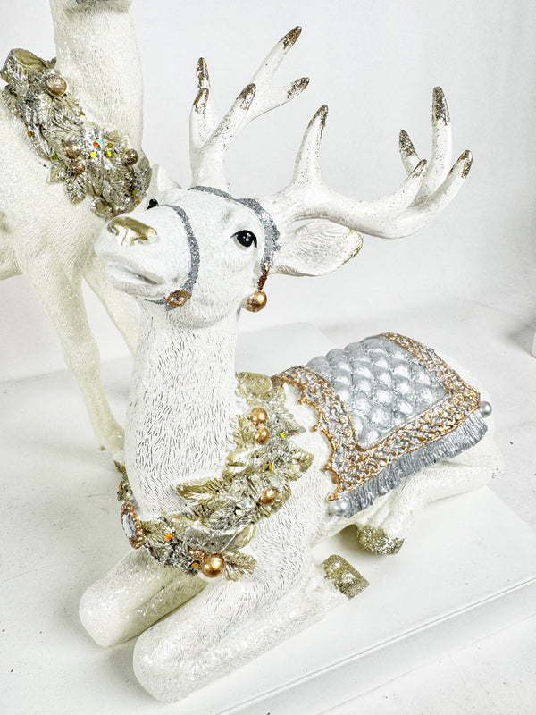 13 - MONTANA GOLD & SILVER RESIN REINDEER SET