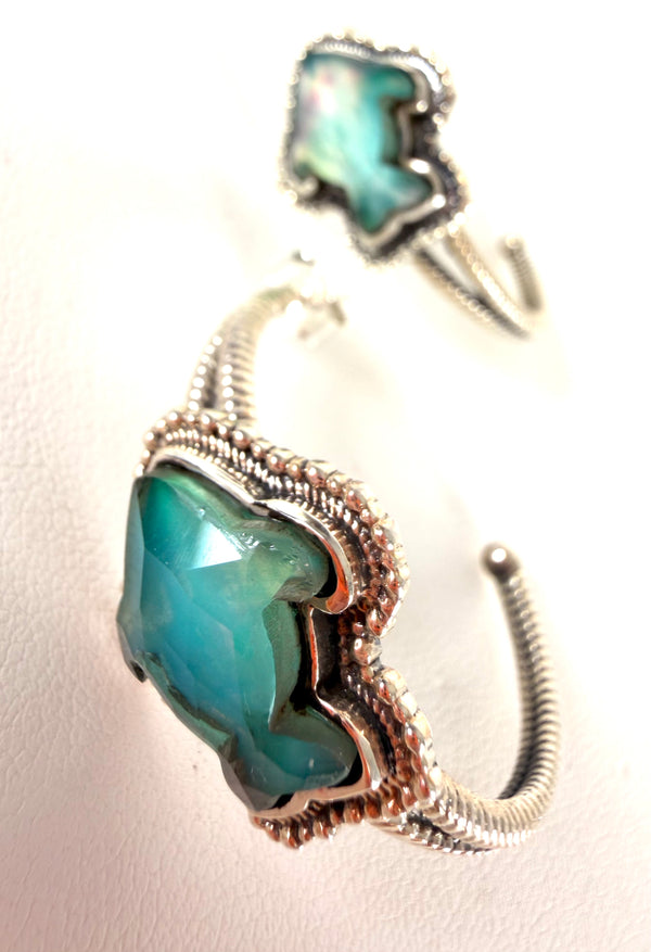FACETED FIRE OPAL HESPERA FISH HOOP EARRINGS (AWO 3)