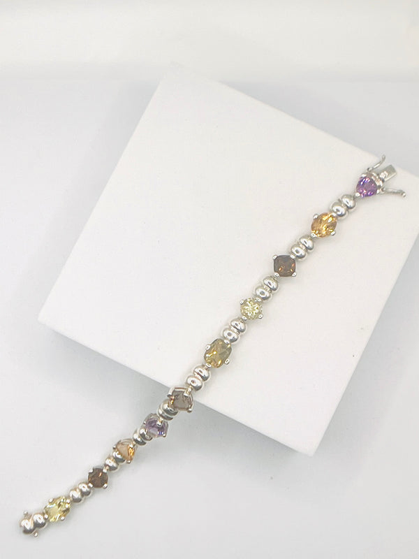 MULTISTONES STERLING SILVER BRACELET 7"(LB 35)