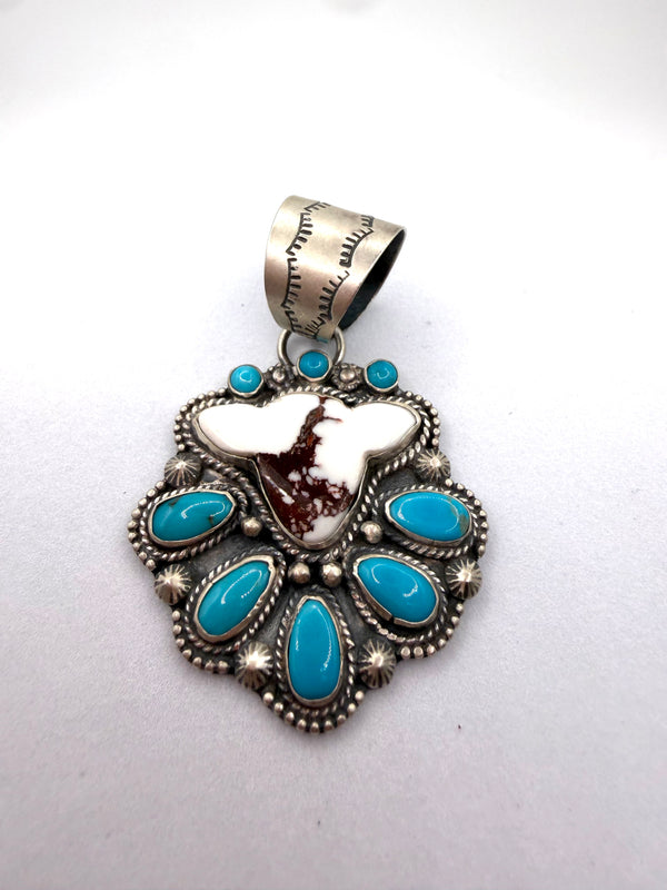 SHAY PFIEFFER WILDHORSE & KINGMAN TURQUOISE MOO MOO COW PENDANT 2" (LL 13)