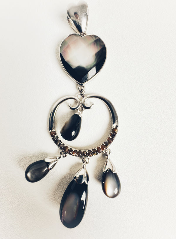 MOTHER OF PEARL DANGLY HEART PENDANT (NJ2)