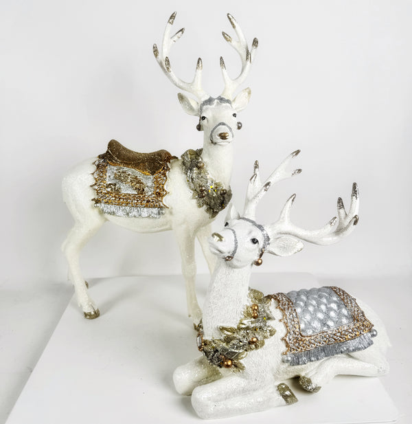 13 - MONTANA GOLD & SILVER RESIN REINDEER SET