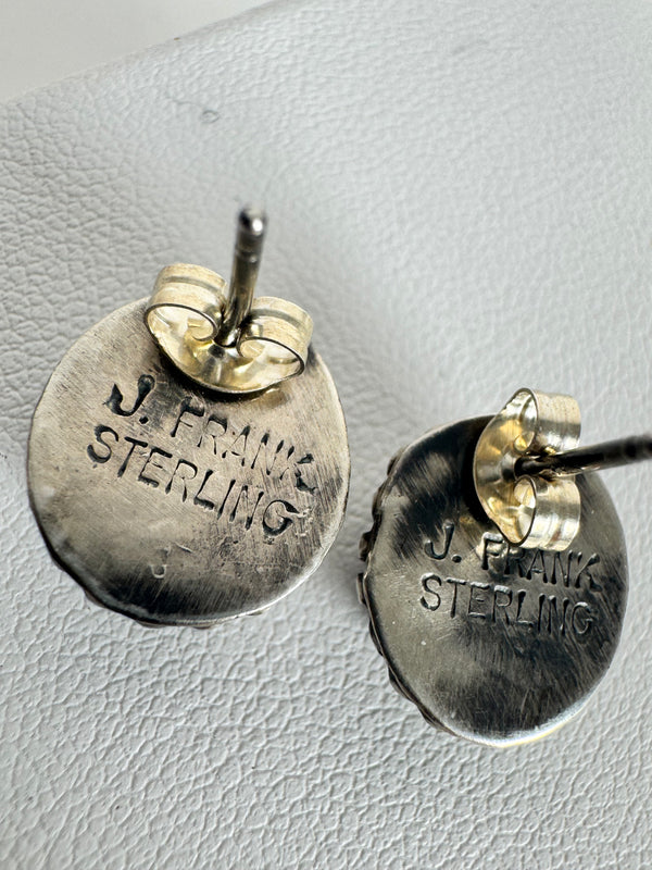 NATIVE HANDMADE PURPLE SPINY STUDS SIGNED BY J. FRANK (CO 79)