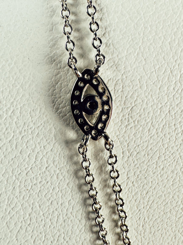 WHITE TOPAZ ALL SILVER HESPERA NECKLACE 24-28" (LF 7)