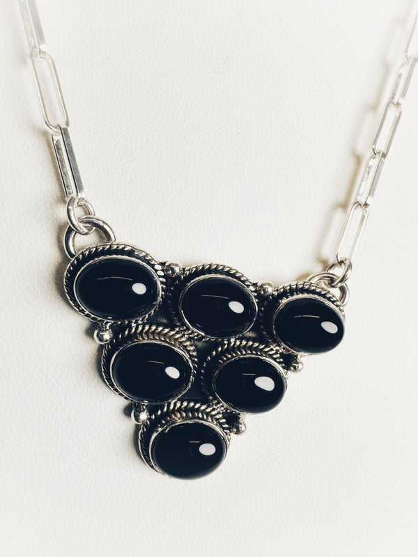 BLACK ONYX MOO MOO PAPERCLIP NECKLACE 20-24" (MW 205)