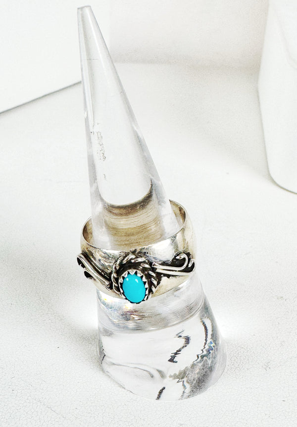 NATIVE HANDMADE SLEEPING BEAUTY TURQUOISE RING SIZE 7 (LB12)
