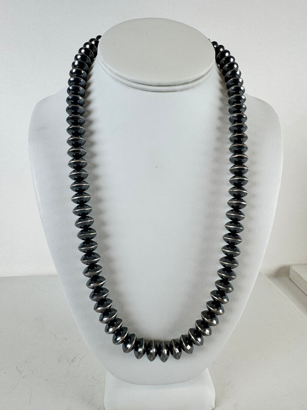 NATIVE HANDMADE 10MM SAUCER PEARLS STATEMENT NECKLACE 22-24" (LB 6)