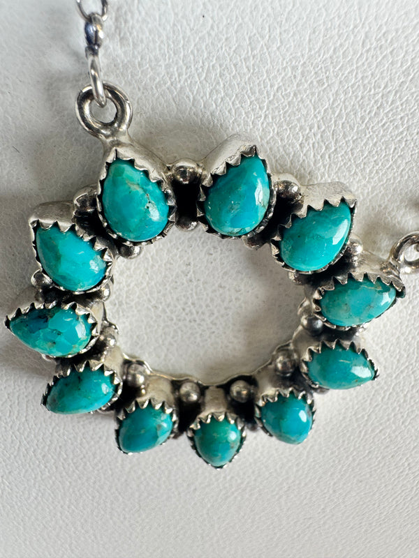 KINGMAN TURQUOISE ADJUSTABLE SUN NECKLACE (CO 71)