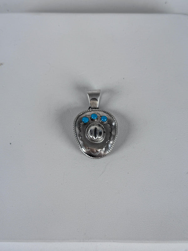 BOBBY PLATERO SLEEPING BEAUTY TURQUOISE COWBOY HAT PENDANT (CO 27)