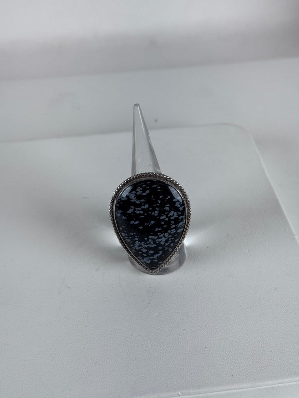 SNOWFLAKE OBSIDIAN DROP RING SIZE 8 (MW 293)