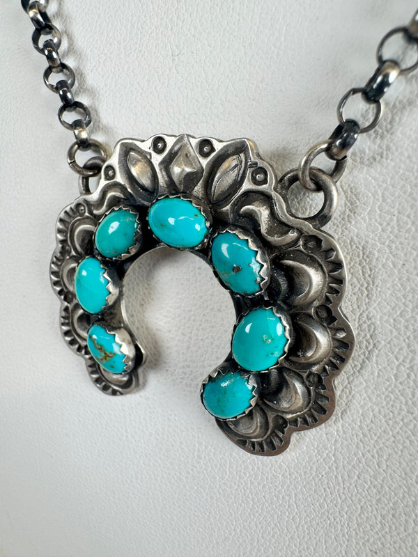 EMER THOMPSON KINGMAN TURQUOISE ADJUSTABLE NAJA NECKLACE (CO 62)