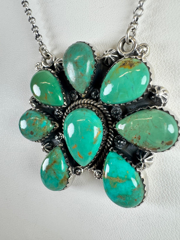 ROYSTON TURQUOISE CLUSTER STATEMENT NECKLACE 16-18" (DC 26)