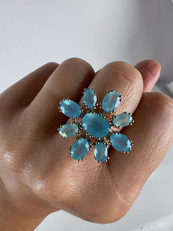 SWISS BLUE TOPAZ ADJUSTABLE RING (MW 278)