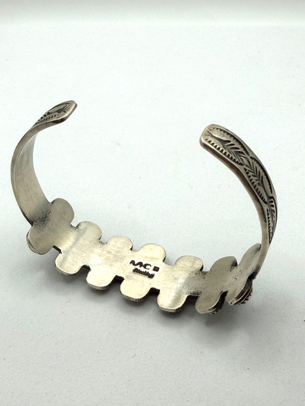 NATIVE HANDMADE STERLING SILVER ADJUSTABLE CUFF SIGNED BY MARY CAYATINETO (TC 11)