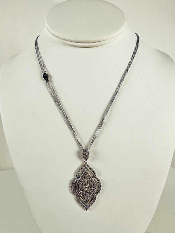 WHITE TOPAZ ALL SILVER HESPERA NECKLACE 24-28" (LF 7)