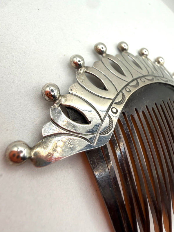 STERLING SILVER & TURQUOISE HAIR COMBS (LB 48)