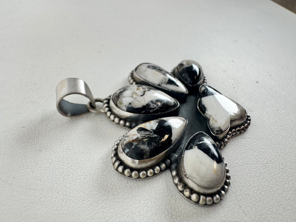 DESERT SKIES WHITE BUFFALO TURQUOISE "MOO MOO" CLUSTER PENDANT (DC 27)