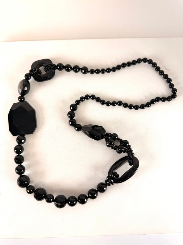 STATEMENT BLACK AGATE NECKLACE 32" (MW 387)