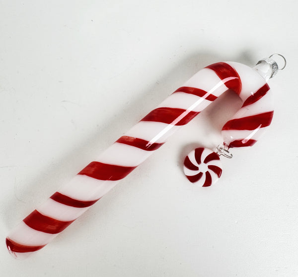 2 - 7'5" HAND PAINTED RED & WHITE CANDY CANE ORNAMENT