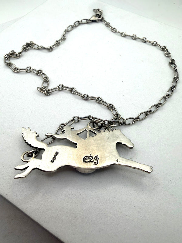 CHARLES JOHNSON NATIVE HANDMADE BRONCO ADJ NECKLACE 20" (LA 15)