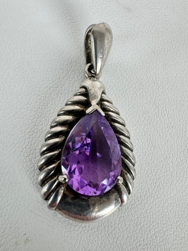 VINTAGE AMETHYST DROP PENDANT (TO 11)