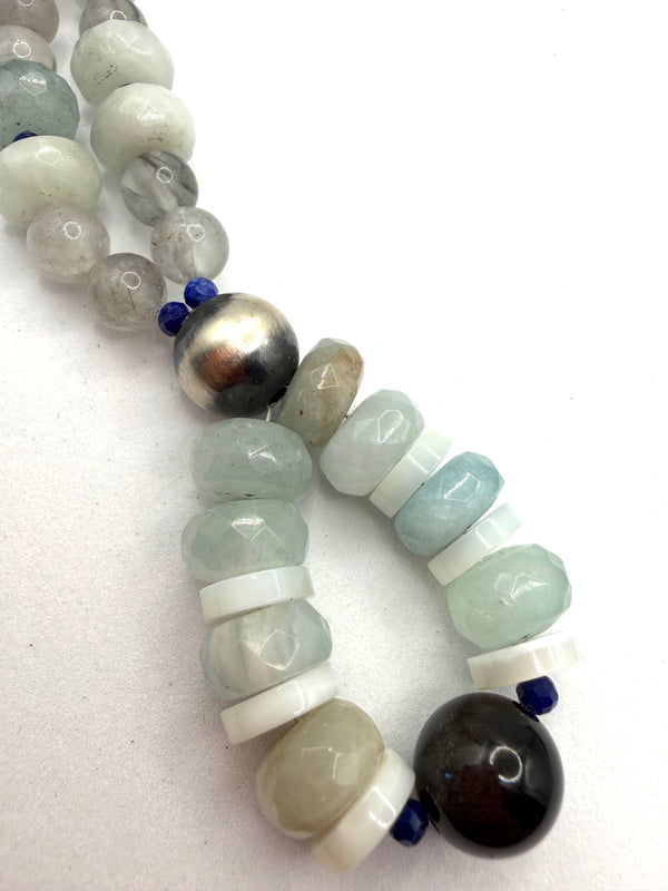 STORMY QUARTZ LAPIS NAVAJO PEARL JOCLA 22" (MW 464)