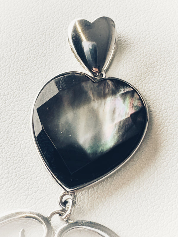 MOTHER OF PEARL DANGLY HEART PENDANT (NJ2)