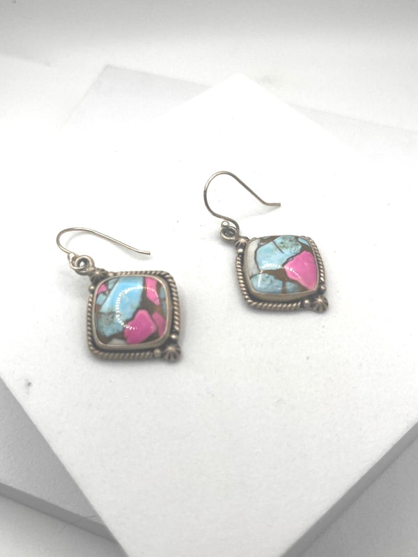 STERLING SILVER COTTON CANDY FISHHOOK EARRINGS (LR 4)