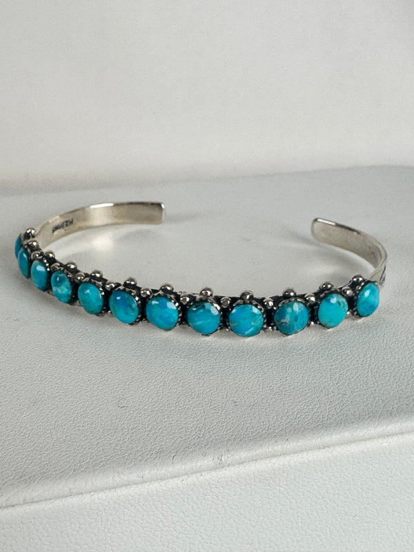 NATIVE HANDMADE CARA ROSIA KINGMAN TURQUOISE STACKER CUFF (CO 40)