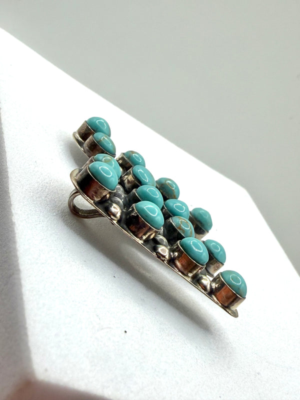 TAXCO SILVER KINGMAN TURQUOISE TURQUOISE MOM "M" PENDANT (MW 450)