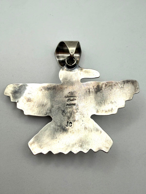 CHIMNEY BUTTE PALOMINO VERASCITE NATIVE HANDMADE SS THUNDERBIRD PENDANT 3" (NP 22)