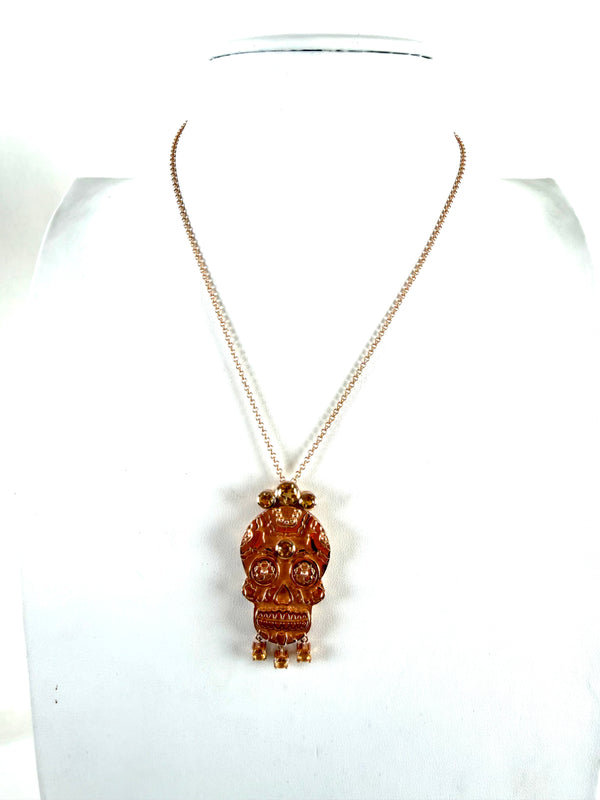 ROSE GOLD SUGAR SKILL CITRINE NECKLACE 16-22" BY HESPERA (AM 15)